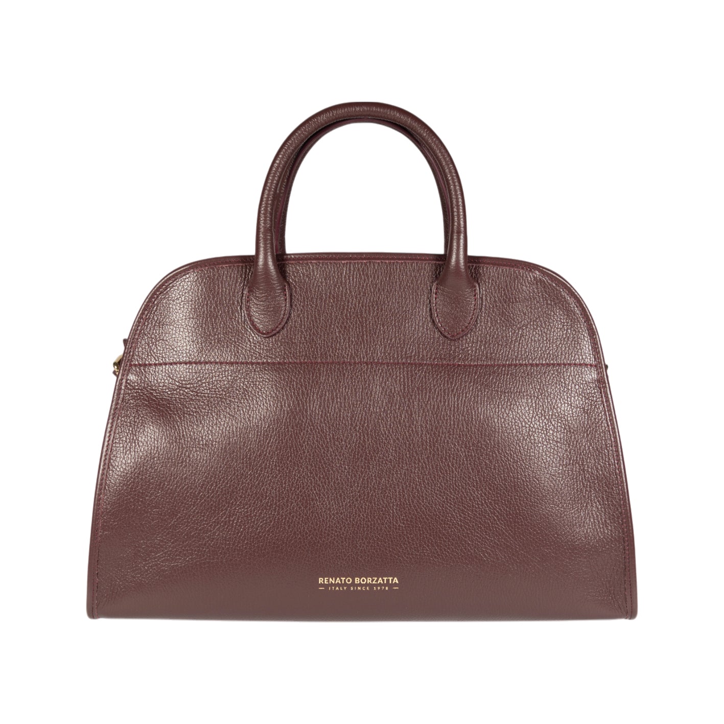 RB1032X | Women's Hand Bag FRIDA in Genuine Leather Made in Italy. Shiny Gold metal hardware - Bordeaux color - Dimensions: cm 43 x 29 x 24 + 12 (Light handles)-0