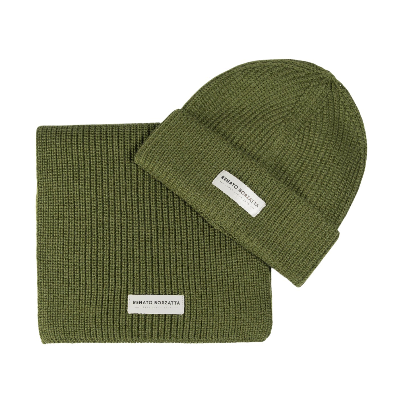 RB5004E  | Set Sciarpa e Berretto in Maglia CERVINO Misto Lana Made in Italy. Colore Verde - Taglia Unica