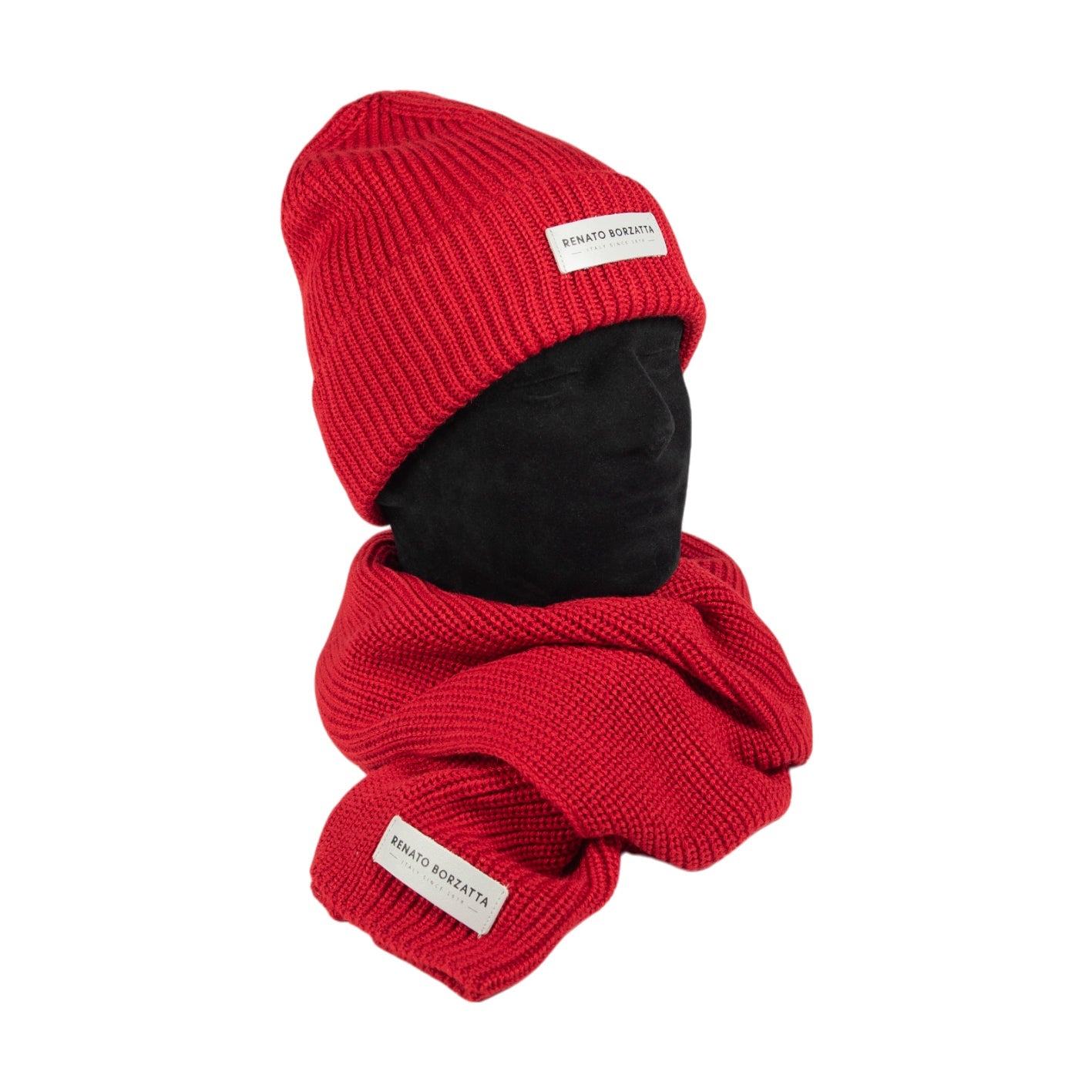 RB5004V  | Set Sciarpa e Berretto in Maglia CERVINO Misto Lana Made in Italy. Colore Rosso - Taglia Unica